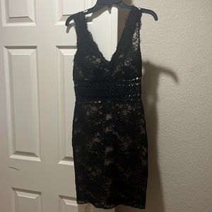 Xscape Womens Lace Mini Cocktail Dress Black